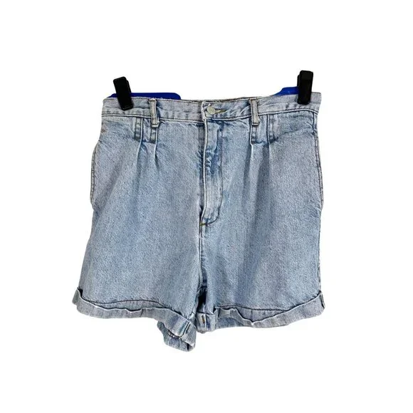 Vintage High Waisted Cuffed Denim 31 Blue Shorts 90s Mom Twee Cowgirl Western - Picture 2 of 15